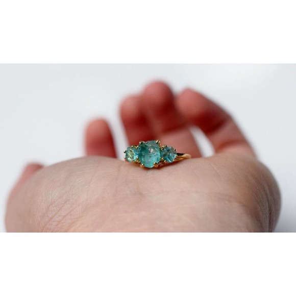 Aquamarine ring natural aquamarine raw stone ring size 3 4 5 6 7 8 9 10 … - Picture 3 of 7